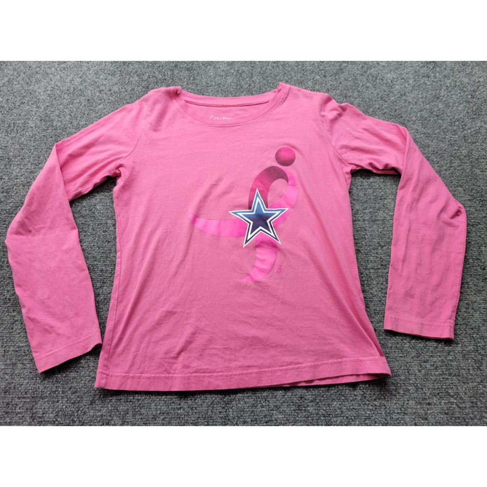 Dallas Cowboys Her Style Pink Breast Cancer Awareness Star Long Sleeve Shirt S